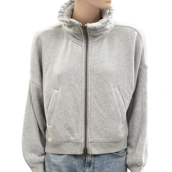 Free People Cece Sweatshirt Jacket Top Ruffle Soft Cotton Oversized S New 277189 - Picture 5 of 7